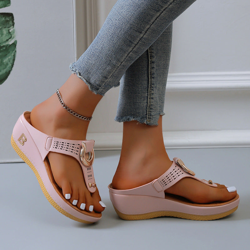 🌸50% de réduction pour une durée limitée🌸Sandales à semelles compensées en cuir pour femmes