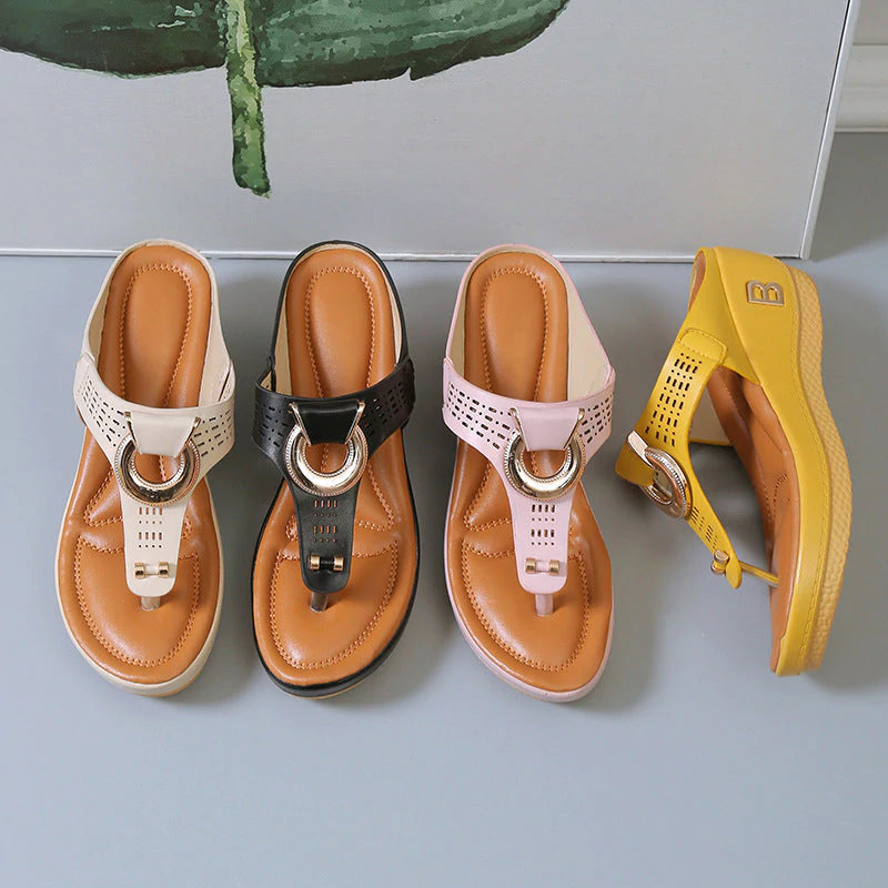 🌸50% de réduction pour une durée limitée🌸Sandales à semelles compensées en cuir pour femmes