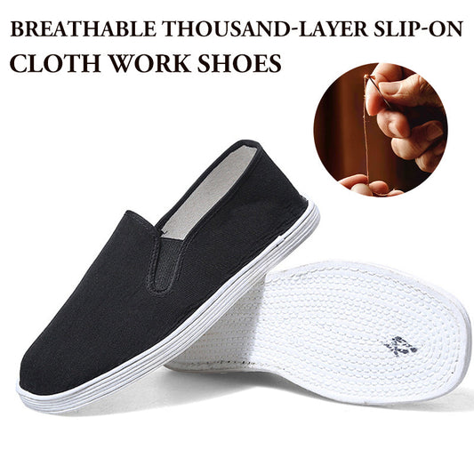 Chaussures de travail unisexes respirantes à enfiler en tissu mille couches