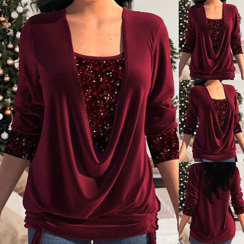 Grande vente💥Faux haut deux pièces de smoking ample à paillettes