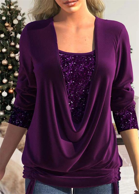 Grande vente💥Faux haut deux pièces de smoking ample à paillettes