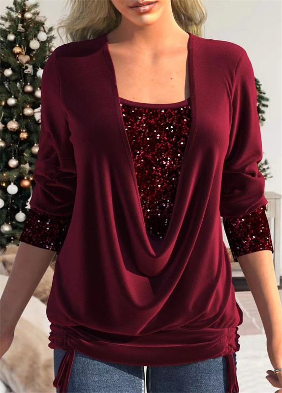 Grande vente💥Faux haut deux pièces de smoking ample à paillettes