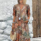 💥Printemps 40% de réduction🌤️Robe midi à col en V imprimée Vivid pour femmes