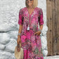 💥Printemps 40% de réduction🌤️Robe midi à col en V imprimée Vivid pour femmes