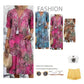 💥Printemps 40% de réduction🌤️Robe midi à col en V imprimée Vivid pour femmes