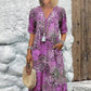 💥Printemps 40% de réduction🌤️Robe midi à col en V imprimée Vivid pour femmes