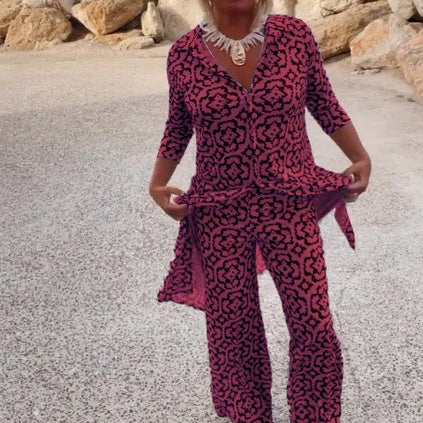🔥Ensemble 2 pièces chemise et pantalon boutonnés imprimés