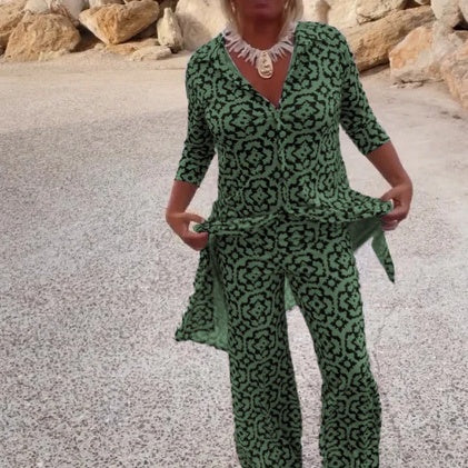 🔥Ensemble 2 pièces chemise et pantalon boutonnés imprimés