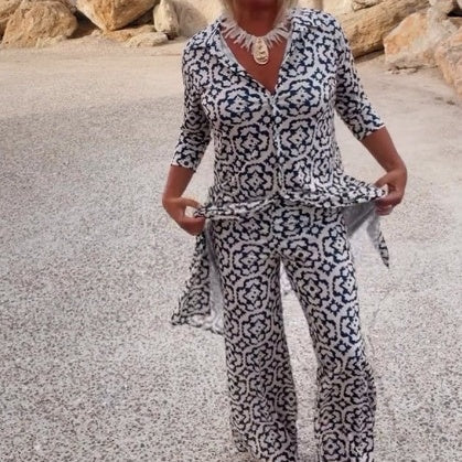 🔥Ensemble 2 pièces chemise et pantalon boutonnés imprimés