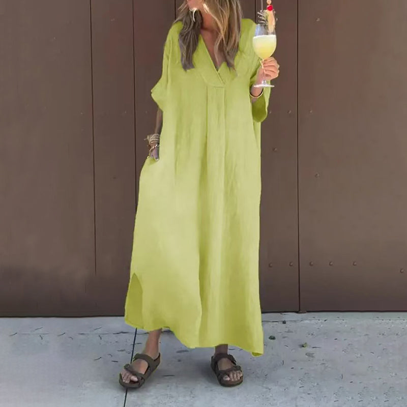 🌸Soldes d'été 50% de réduction🌸Robe fluide décontractée à col en V pour femmes