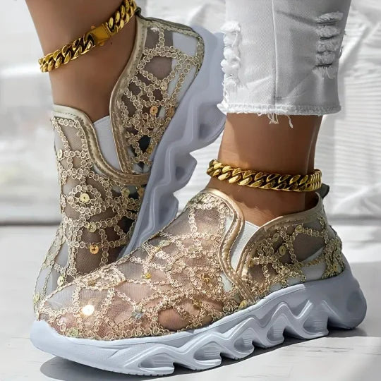 Promotions estivales🌴 Mocassins brodés en maille pour l'été