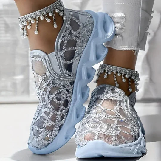 Promotions estivales🌴 Mocassins brodés en maille pour l'été
