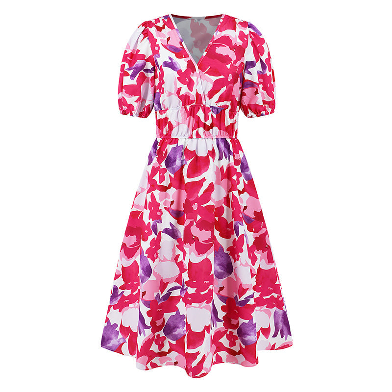 ⏰50% de réduction pour une durée limitée🔥Robe décontractée imprimée à col en V pour femmes