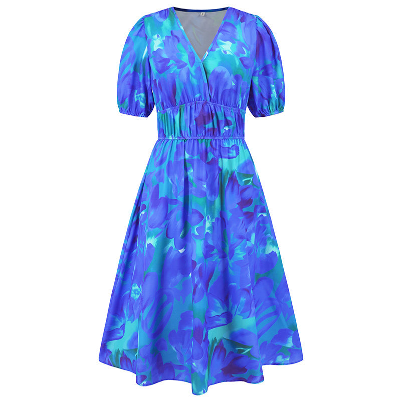 ⏰50% de réduction pour une durée limitée🔥Robe décontractée imprimée à col en V pour femmes