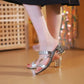 Sandales à talon bloc pour femmes avec embellissement en strass