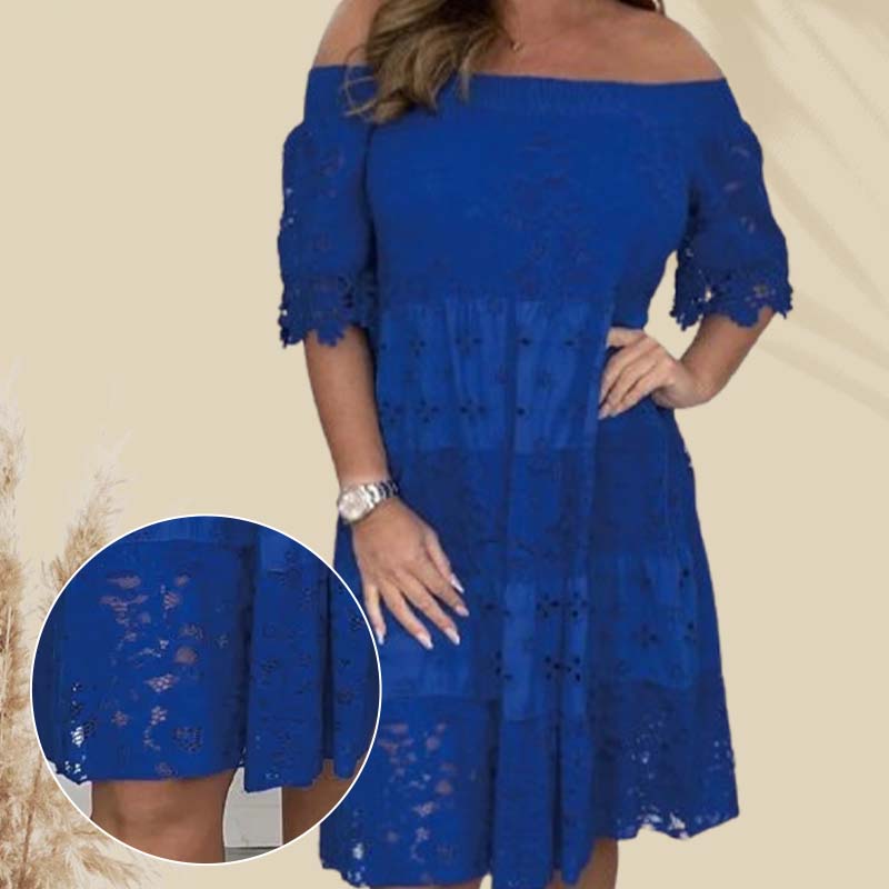 Robe bustier en dentelle ajourée et patchwork pour femme