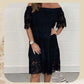 Robe bustier en dentelle ajourée et patchwork pour femme