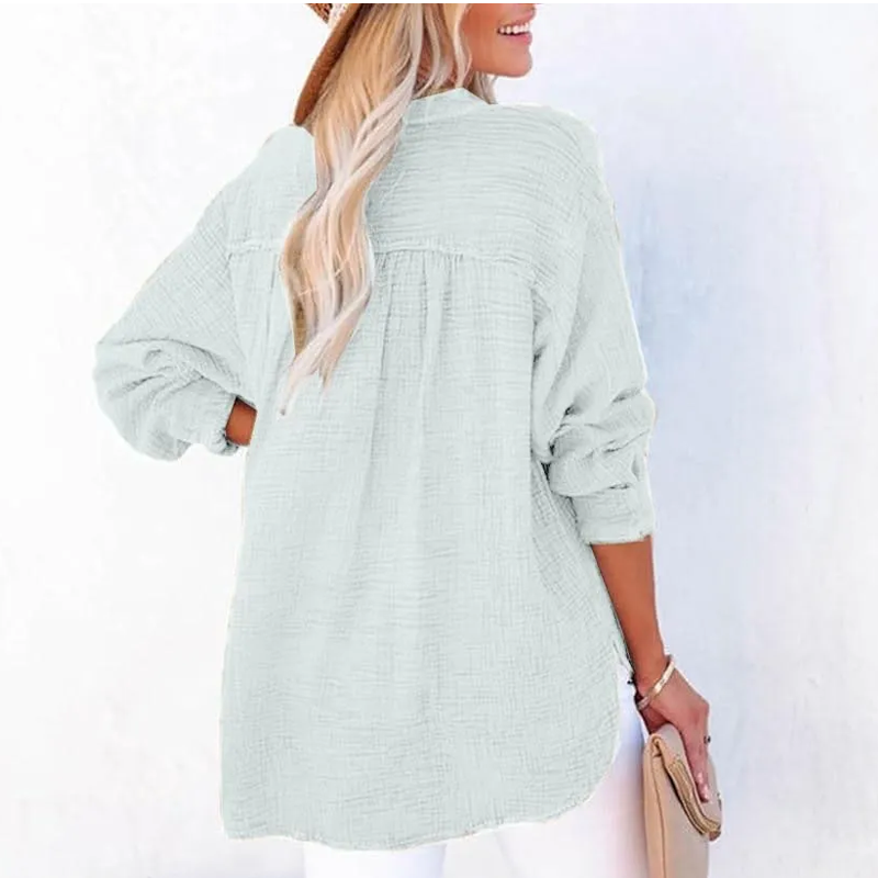 👚 50% DE RÉDUCTION ! 🌷 Chemisiers Décontractés à Manches Longues & Col en V pour Femmes – Coupe Oversized, Tissu Doux & Look Quotidien 🍃