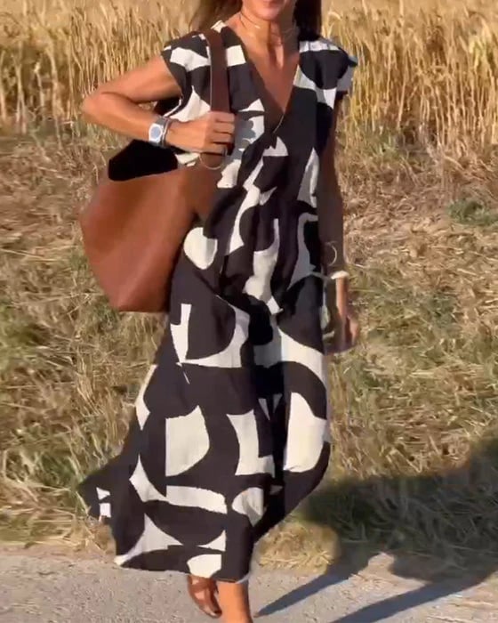 🔥Robe décontractée pour femme avec des blocs de couleurs géométriques