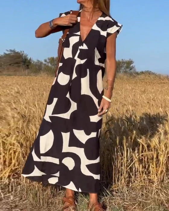 🔥Robe décontractée pour femme avec des blocs de couleurs géométriques