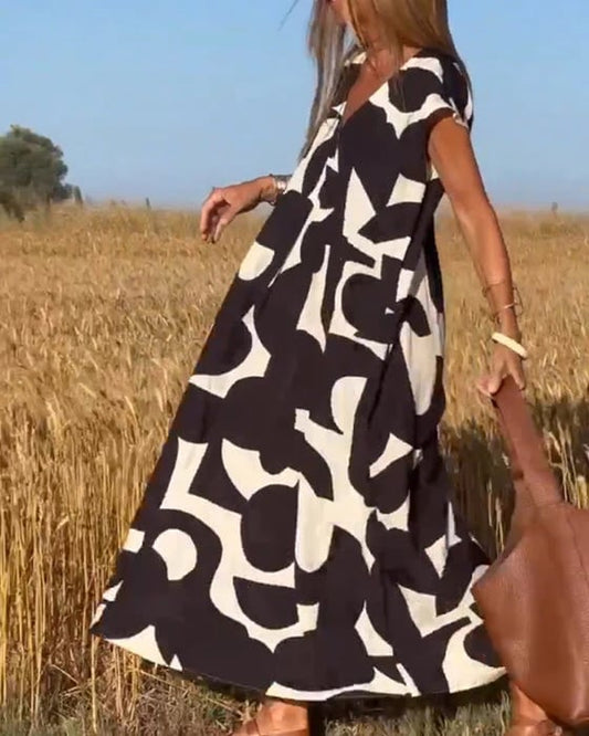 🔥Robe décontractée pour femme avec des blocs de couleurs géométriques