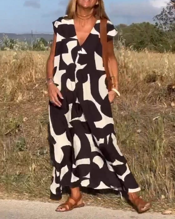 🔥Robe décontractée pour femme avec des blocs de couleurs géométriques