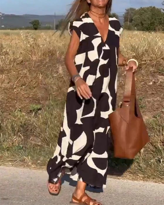 🔥Robe décontractée pour femme avec des blocs de couleurs géométriques