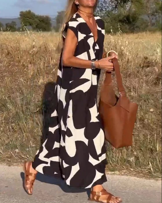 🔥Robe décontractée pour femme avec des blocs de couleurs géométriques