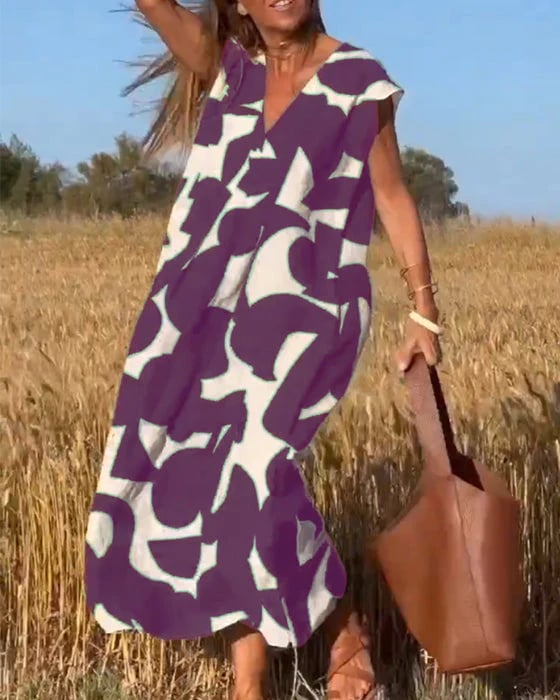 🔥Robe décontractée pour femme avec des blocs de couleurs géométriques