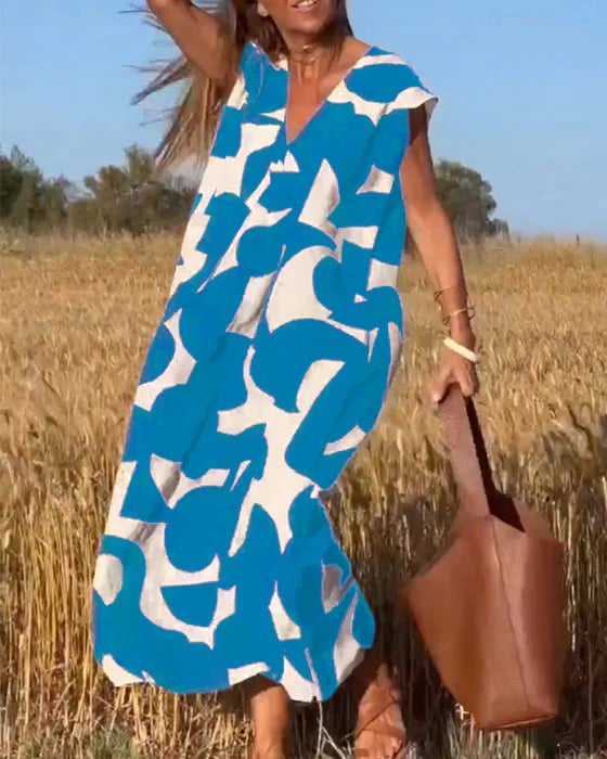 🔥Robe décontractée pour femme avec des blocs de couleurs géométriques