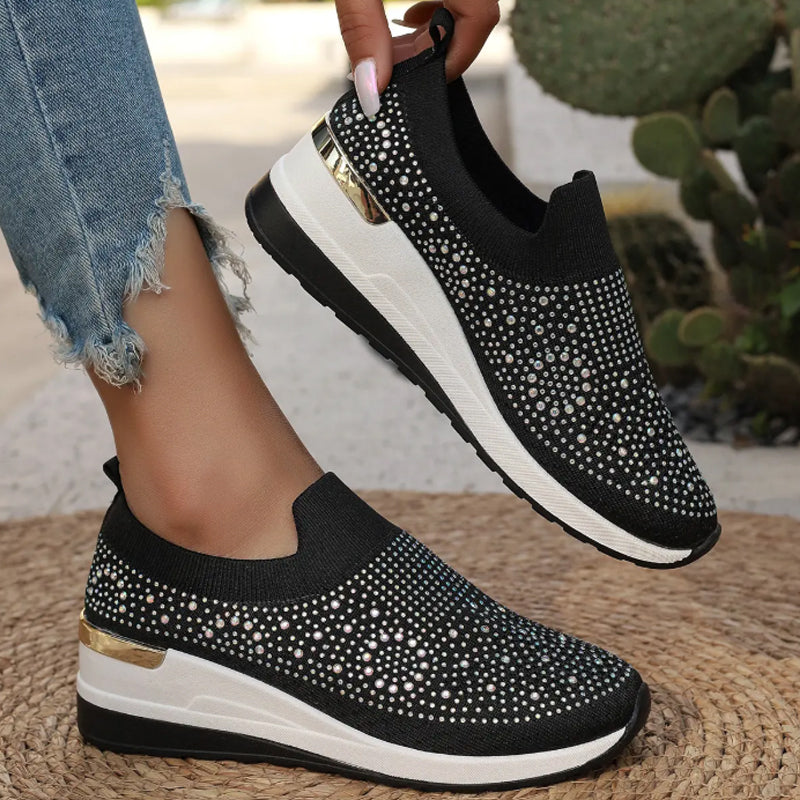 🌸50% de réduction pour une durée limitée🔥Baskets en maille décontractées avec strass pour femmes