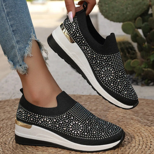 🌸50% de réduction pour une durée limitée🔥Baskets en maille décontractées avec strass pour femmes