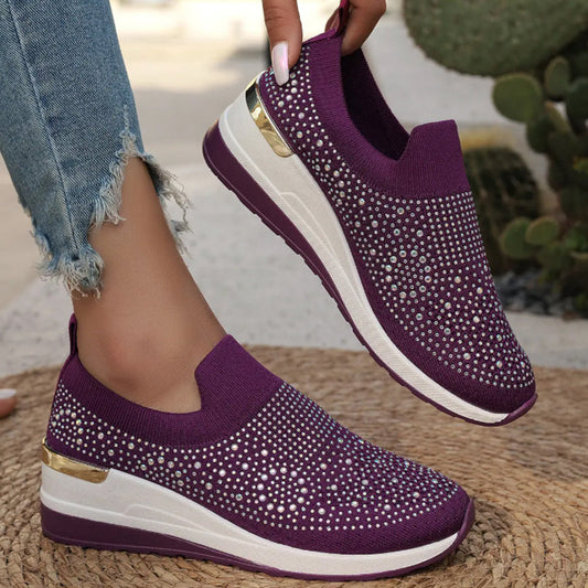 🌸50% de réduction pour une durée limitée🔥Baskets en maille décontractées avec strass pour femmes