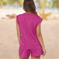 Haut pour femmes avec col rond et short avec cordon de serrage, 2 pièces