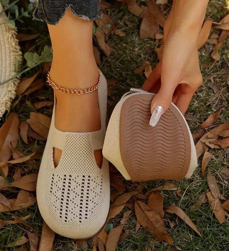 Chaussures plates confortables et respirantes en tricot pour femmes