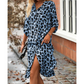 Leopard Print Button Front Roll Sleeve Midi Dress