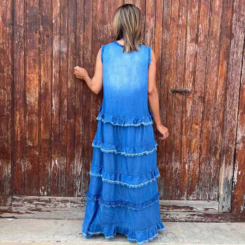 Fashion V-Neck Sleeveless Layered Ruffled Dress🛫livraison gratuite