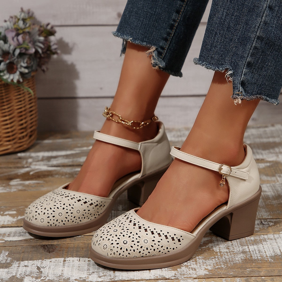 Sandales rétro en maille pour femmes