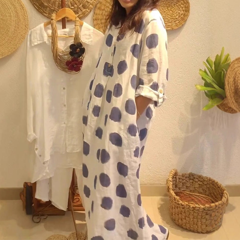 🔥 50% de réduction pour une durée limitée🔥Robe décontractée à col en V à pois pour femmes