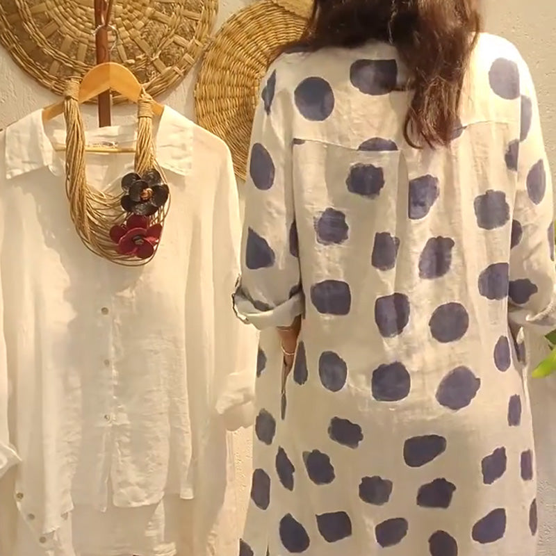 🔥 50% de réduction pour une durée limitée🔥Robe décontractée à col en V à pois pour femmes