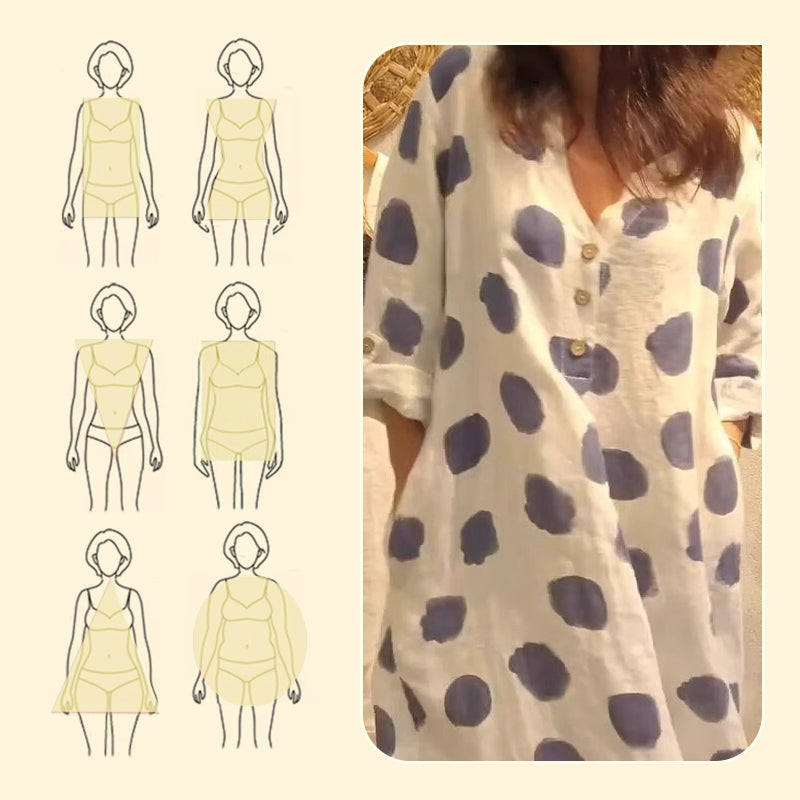 🔥 50% de réduction pour une durée limitée🔥Robe décontractée à col en V à pois pour femmes