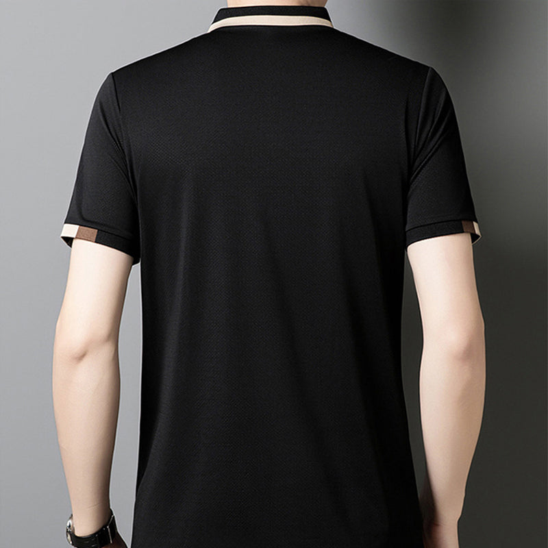 🔥Aujourd'hui 50% de réduction🔥T-shirt à manches courtes et revers en soie stretch Ice pour hommes