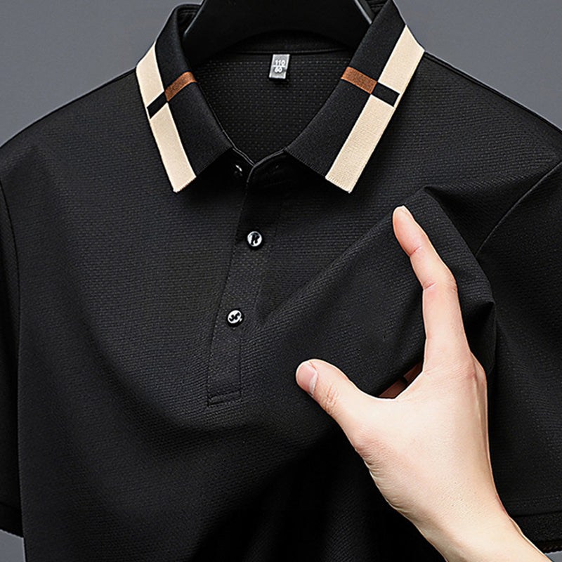 🔥Aujourd'hui 50% de réduction🔥T-shirt à manches courtes et revers en soie stretch Ice pour hommes