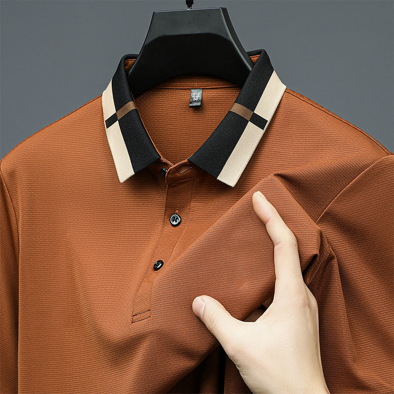 🔥Aujourd'hui 50% de réduction🔥T-shirt à manches courtes et revers en soie stretch Ice pour hommes