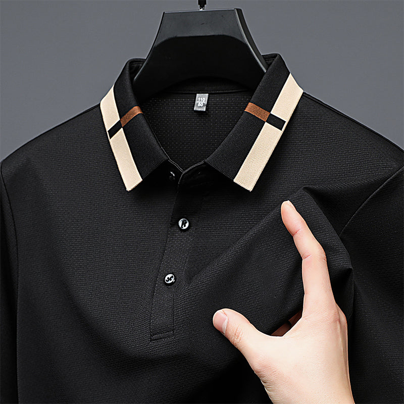 🔥Aujourd'hui 50% de réduction🔥T-shirt à manches courtes et revers en soie stretch Ice pour hommes