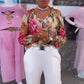 ⏰50% de réduction pour une durée limitée🔥Blouse vintage en mousseline de soie pour femme avec patchwork de fleurs et de léopard