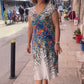 Robe fluide imprimée à col en V pour femmes
