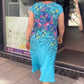 Robe fluide imprimée à col en V pour femmes