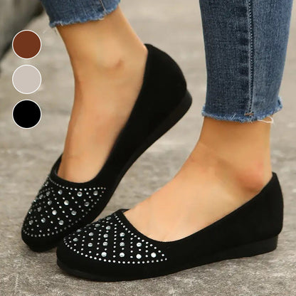 Escarpins confortables pour femmes, ornés de strass