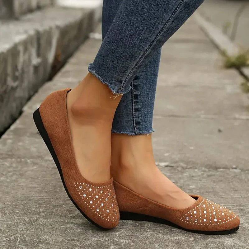 Escarpins confortables pour femmes, ornés de strass